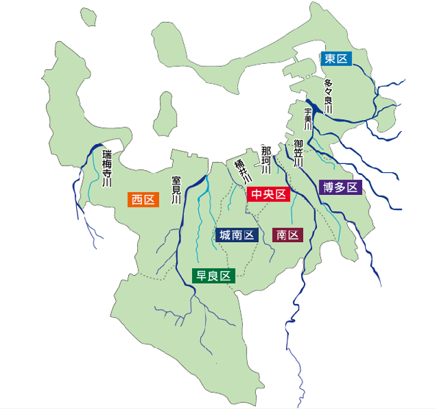 対応エリア（福岡市：東区・博多区・中央区・南区・西区・城南区・早良区）